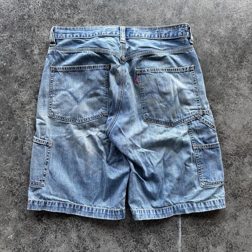 Y2K 2000s Levi’s baggy Faded Blue carpenter Denim Summer Jorts shorts 32''